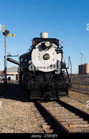 Mendota, Illinois - États-Unis - 7 décembre 2023 : la locomotive à vapeur 1923 CB et Q au Musée ferroviaire de l'Union Depot à Mendota, Illinois, États-Unis Banque D'Images