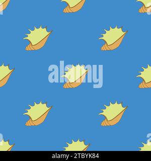 Seashell Seamless motif sur le fond bleu Illustration de Vecteur