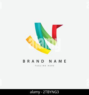 Concept de conception de modèle de logo de lettre abstraite colorée Illustration de Vecteur