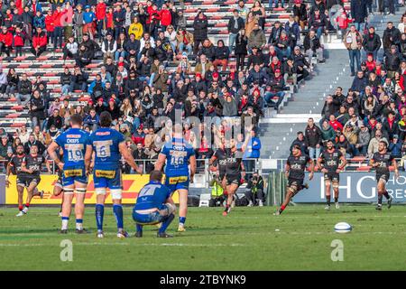 France. 09 décembre 2023. © PHOTOPQR/NICE MATIN/ESCOFFIER FLORIAN ; ; 09/12/2023 ; TOULON STADE MAYOL RUGBY CHAMPIONS CUP RCT - EXETER CHIEFS European Champions Cup match de rugby à XV entre le Rugby Club Toulonnais (Toulon) et les Exeter Chief's au Stade Mayol de Toulon, sud-est de la France le 9 décembre 2023 crédit : MAXPPP/Alamy Live News Banque D'Images