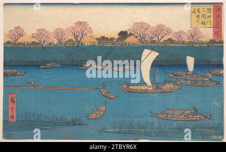 Sumidagawa Mimeguri Hana Zakari no Kei 1918 par Utagawa Hiroshige II Banque D'Images