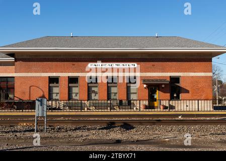 Mendota, Illinois - États-Unis - 7 décembre 2023 : extérieur de l'Union Depot Railroad Museum à Mendota, Illinois, États-Unis. Banque D'Images