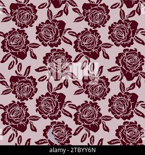 Fleur rose délicate, design dessiné à la main au trait art pour la conception de surface du textile. Vecteur de fond d'art de ligne de fleur de roses. Naturel botanique élégant flo Illustration de Vecteur