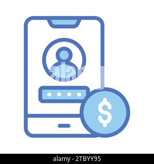 Utilisateur et mot de passe à l'intérieur mobile avec dollar dénotant icône de concept de l'application bancaire, prêt pour une utilisation premium. Illustration de Vecteur