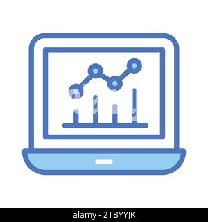 Graphique de croissance à l'intérieur de l'ordinateur portable montrant la conception vectorielle de graphique d'affaires dans le style moderne. Illustration de Vecteur