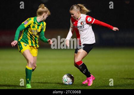 Rotterdam, pays-Bas. 09 décembre 2023. ROTTERDAM, PAYS-BAS - DÉCEMBRE 9 : lors du match Azerion Vrouwen Eredivisie entre Feyenoord et ado Den Haag au Sportcomplex Varkenoord le 9 décembre 2023 à Rotterdam, pays-Bas (photo Hans van der Valk/Orange Pictures) crédit : Orange pics BV/Alamy Live News Banque D'Images