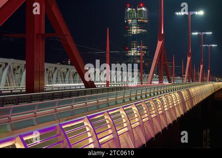 Budapest, Hongrie : cliché d'exposition du pont Rakoczi et du campus MOL. Personne. Banque D'Images