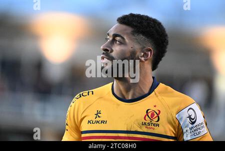 9 décembre 2023, The Recreation Ground, Bath, Somerset, Angleterre; Investec Champions Cup Rugby, Bath contre Ulster ; Rob Baloucoune d'Ulster Banque D'Images