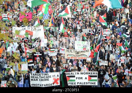Londres, Royaume-Uni. 9 décembre 2023. marche pro Palestine contre l'action militaire israélienne à Gaza, Palestine. Crédit : JOHNNY ARMSTEAD/Alamy Live News Banque D'Images