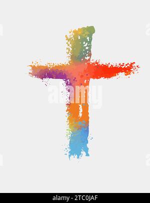 Signes en croix chrétienne dessinés à la main. Icônes peintes en noir. dessin à la main. Pas IA. Illustration vectorielle Illustration de Vecteur