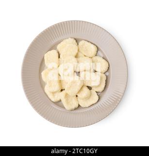 Assiette de délicieuses boulettes paresseuses isolées sur blanc, vue de dessus Banque D'Images