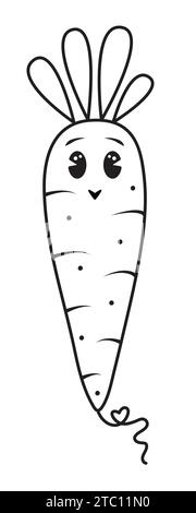 Jolie carotte noire et blanche, illustration de dessin animé vectoriel Illustration de Vecteur
