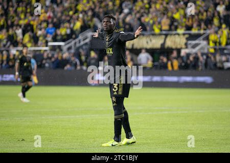 Columbus, Ohio, États-Unis. 9 décembre 2023. Le défenseur du LAFC Jesús Murillo (3). Columbus Crew remporte sa troisième coupe MLS, battant les champions en titre du LAFC, 2-1. (Kindell Buchanan/Alamy Live News) Banque D'Images