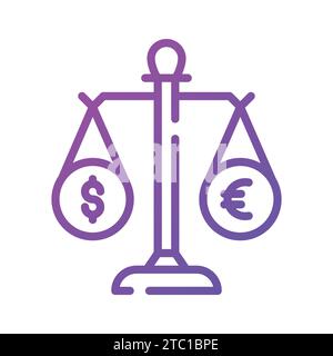 Monnaie avec balance, icône tendance de balance d'argent. Illustration de Vecteur