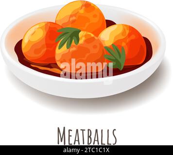 Boulettes de viande en sauce, alimentation équilibrée et nutrition Illustration de Vecteur