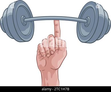 Poids levage main doigt tenant Barbell concept Illustration de Vecteur
