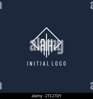 AH logo initial avec un graphique vectoriel de conception de style rectangle de luxe Illustration de Vecteur
