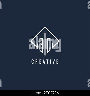 Logo initial BC avec graphique vectoriel de conception de style rectangle de luxe Illustration de Vecteur