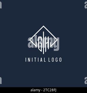 Logo initial GH avec un graphique vectoriel de conception de style rectangle de luxe Illustration de Vecteur