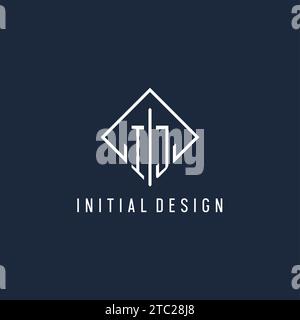 Logo initial IJ avec un graphique vectoriel de conception de style rectangle de luxe Illustration de Vecteur