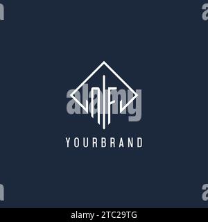 Logo initial NF avec graphique vectoriel de conception de style rectangle de luxe Illustration de Vecteur