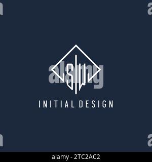 Logo initial SW avec graphique vectoriel de conception de style rectangle de luxe Illustration de Vecteur