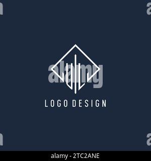 Logo initial UL avec graphique vectoriel de conception de style rectangle de luxe Illustration de Vecteur