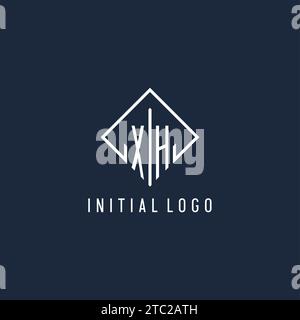 Logo initial XH avec graphique vectoriel de conception de style rectangle de luxe Illustration de Vecteur