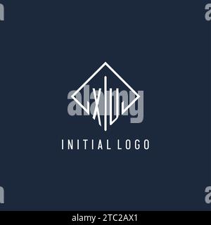 Logo initial XU avec un graphique vectoriel de conception de style rectangle de luxe Illustration de Vecteur