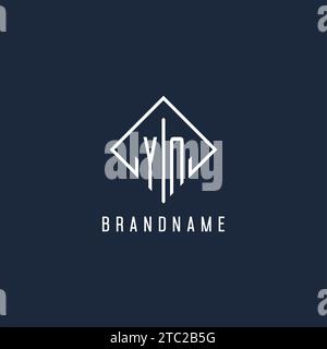 Logo initial YN avec un graphique vectoriel de conception de style rectangle de luxe Illustration de Vecteur