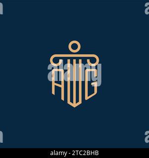 AG initial pour logo de cabinet d'avocats, logo d'avocat avec icône de pilier Illustration de Vecteur