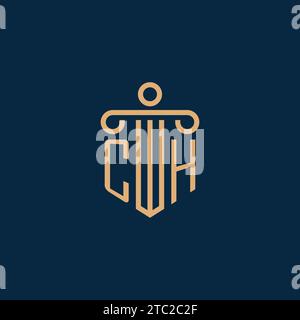 CH initial pour logo de cabinet d'avocats, logo d'avocat avec icône de pilier Illustration de Vecteur