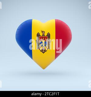 Icône en forme de coeur avec l'image du drapeau national de la République de Moldavie Banque D'Images