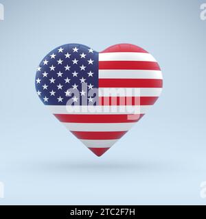 Icône en forme de coeur avec l'image du drapeau national des États-Unis Banque D'Images