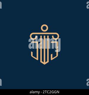 Initiale jj pour le logo du cabinet d'avocats, logo de l'avocat avec l'icône de pilier Illustration de Vecteur