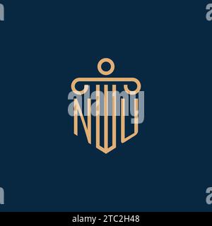 Nu initial pour le logo de cabinet d'avocats, logo d'avocat avec l'icône de pilier Illustration de Vecteur