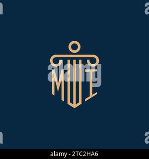 Initiale MI pour le logo du cabinet d'avocats, logo d'avocat avec icône de pilier Illustration de Vecteur