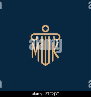 Initiale de MK pour le logo du cabinet d'avocats, logo d'avocat avec l'icône de pilier Illustration de Vecteur