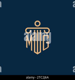 MG initial pour le logo du cabinet d'avocats, logo de l'avocat avec l'icône de pilier Illustration de Vecteur
