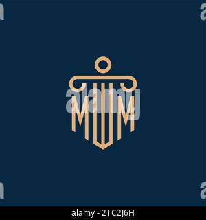 MM initial pour le logo du cabinet d'avocats, logo de l'avocat avec l'icône de pilier Illustration de Vecteur