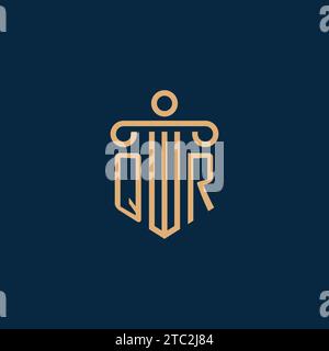 QR initial pour logo de cabinet d'avocats, logo d'avocat avec icône de pilier Illustration de Vecteur