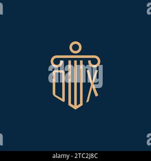 OX initial pour logo de cabinet d'avocats, logo d'avocat avec icône de pilier Illustration de Vecteur
