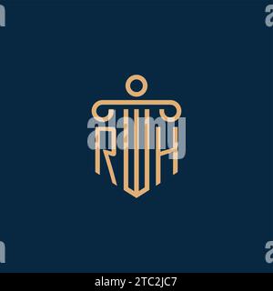 Initiale droite pour le logo du cabinet d'avocats, logo de l'avocat avec icône de pilier Illustration de Vecteur