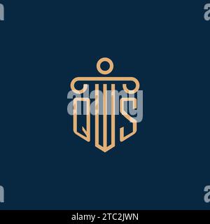 QS initial pour logo de cabinet d'avocats, logo d'avocat avec icône de pilier Illustration de Vecteur