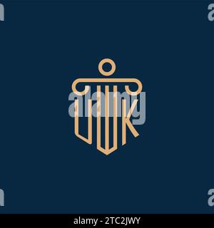 Initiale britannique pour logo de cabinet d'avocats, logo d'avocat avec icône de pilier Illustration de Vecteur