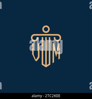 VM initial pour le logo du cabinet d'avocats, logo de l'avocat avec l'icône de pilier Illustration de Vecteur