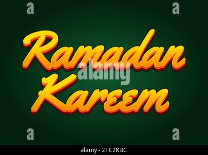 Ramadan kareem. Conception d'effet de texte en couleur jaune avec look 3D. Illustration de Vecteur