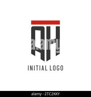 Logo eSport initial AH avec graphique vectoriel de style de conception de bouclier simple Illustration de Vecteur