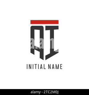 Logo eSport initial ai avec graphique vectoriel de style de conception de bouclier simple Illustration de Vecteur