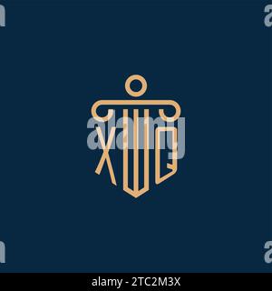 XQ initial pour logo de cabinet d'avocats, logo d'avocat avec icône de pilier Illustration de Vecteur